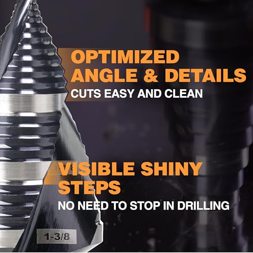 Image of 1 /4 inch-1-3 /8 inch M35 Step Drill Bit Unibit Hole Drilling 3 Sizes