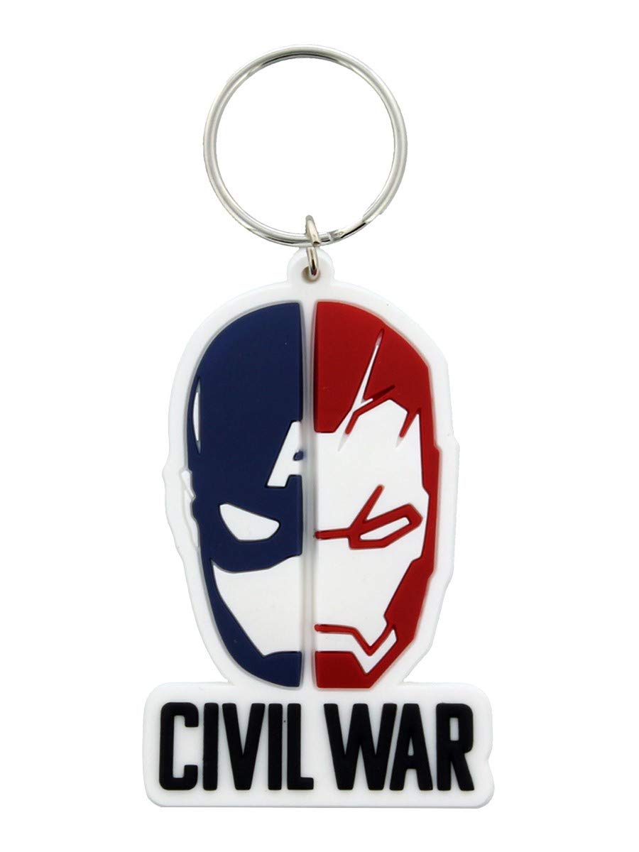 Pyramid International Multi-Colour Captain America Civil War Face Split Rubber Keychain, 4.5 X 6 Cm