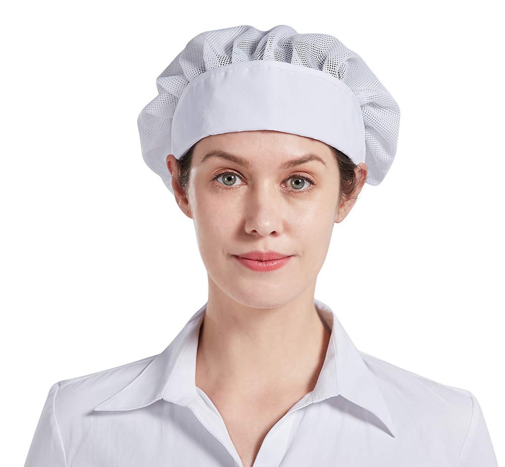 Cappello da Chef Nanxson 3 Pezzi Rete Elastica Antipolvere Lavoro Industriale Bianco