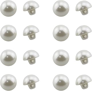 Half Domed Pearl Button ZCZQC 50PCS 15mm White Round Half Ball ABS Plastic Pearl Buttons with Sewing Shank for Sewing Clothing Dress Sweater Crafts DIY Jewelry Making Accessories Mushroom Shape Button