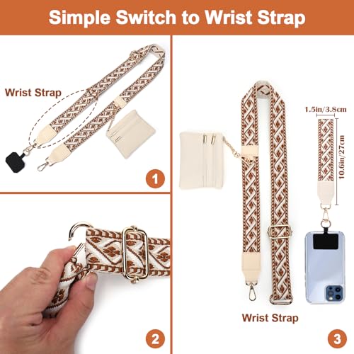 Image of XANGNIER Clip and Go Strap for Phone with Wallet Crossbody, Phone Strap with Zippered Wallet, Adjustable Anti Theft Cellphone Lanyard for Women, Cellphone Chain Accessories,Multicolor 2