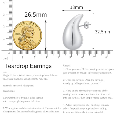 Image of Apsvo Chunky 14K Gold Plated Hoop Earrings for Women, Lightweight Waterdrop Hollow Open Hoops, Hypoallergenic Dupes Earrings
