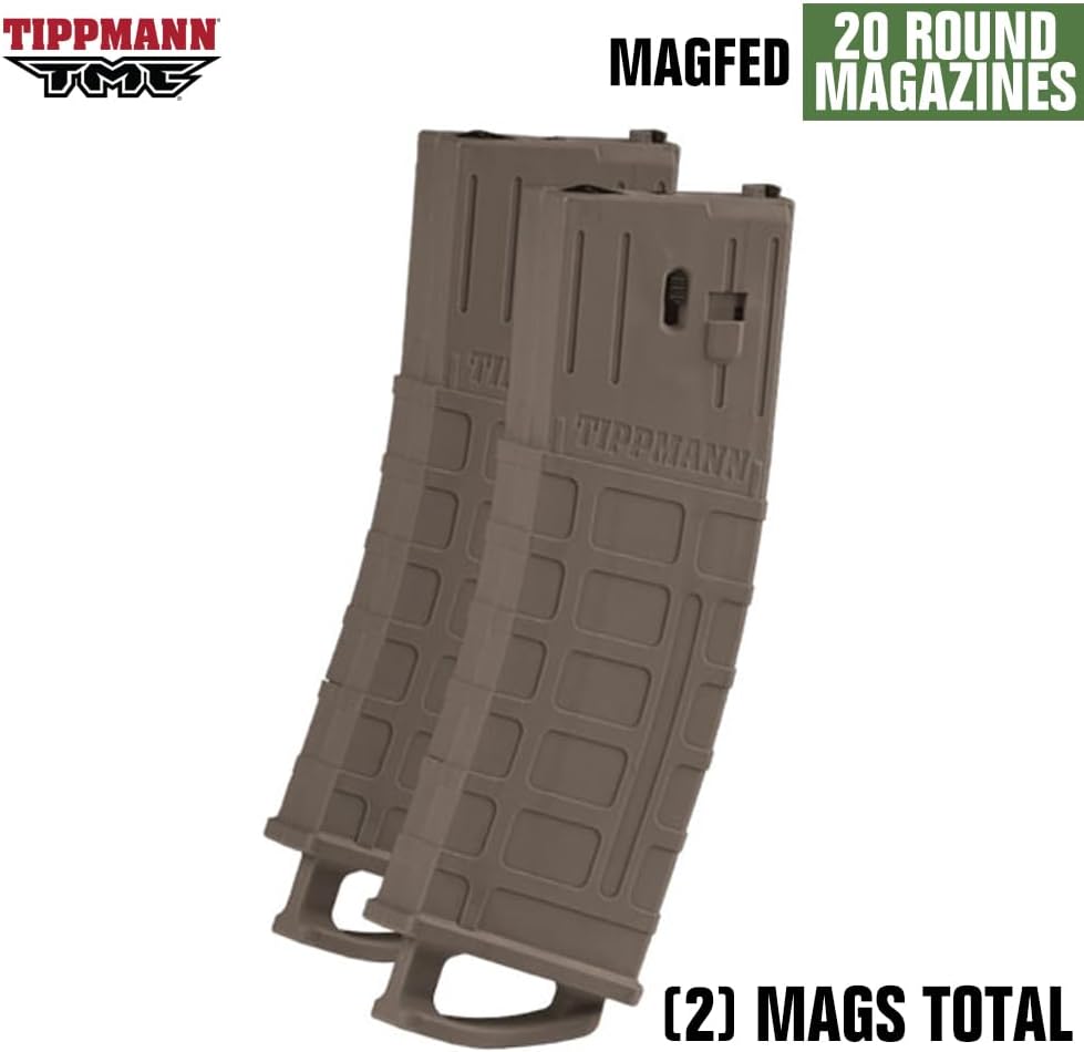 Maddog Tippmann TMC MAGFED Paintball Gun Marker & Accessory Starter Packages | Marker, 48ci/3000psi Compressed Air Tank, Mask, Hopper, Pods, Harness & Protective Gear Options