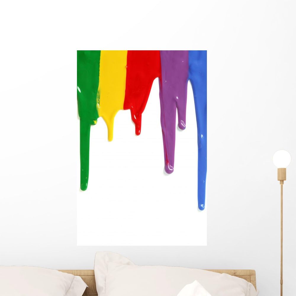 Rainbow Paint Dripping Wall Decal Wallmonkeys Peel and Stick Decals for Girls (24 in H x 16 in W) WM414899