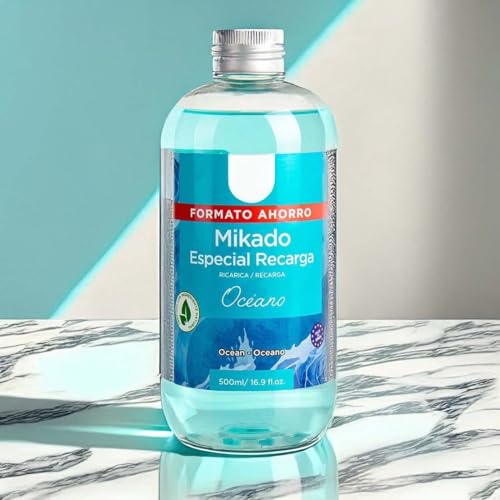 PANDAHOME Ambientador Mikado Reposición 500ML – Recarga de Aroma Natural y Equilibrado OCEANO Pack de 3