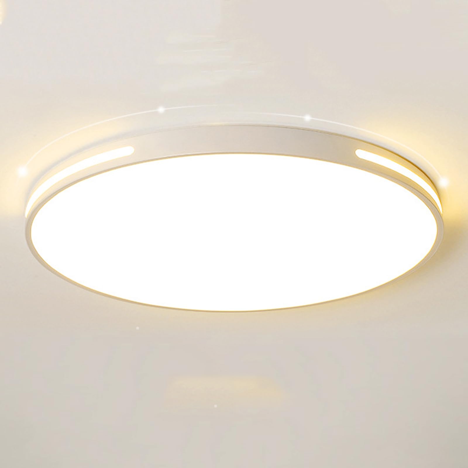 Lampara de Techo LED, 48W Ø50cm Plafon Techo luz Calida 3000K/4500K/6500K para Sala de Estar, Dormitorio, Cocina, Pasillo, Balcón, Negro, Blanca-White||50cm