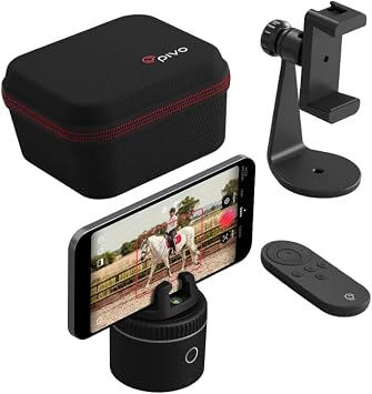 Pivo Equestrian Pod Starter Pack, Auto Face, Body, Horse Phone Tracking Holder, Ai-Powered 360 Rotation, Remote Control for Hands-Free Video Recording with Smart Mount and Travel Case (Black)