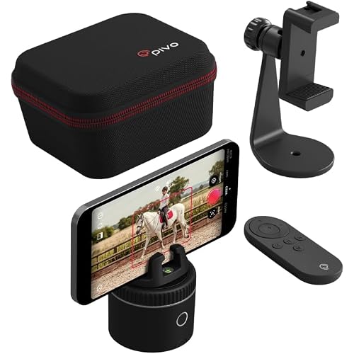 Pivo Equestrian Pod Starter Pack, Auto Face, Body, Horse Phone Tracking Holder, Ai-Powered 360° Rotation, Remote Control for Hands-Free Video Recording with Smart Mount and Travel Case (Black)