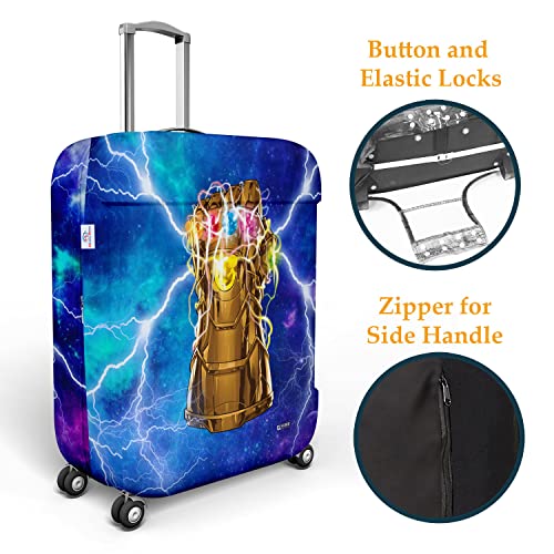 Image of Heart Home Marvel The Infinity Gauntlet Luggage Cover|Polyester Travel Suitcase Cover|Washable|Stretchable Suitcase Protector|18-22 Inch|Small (Sky Blue)