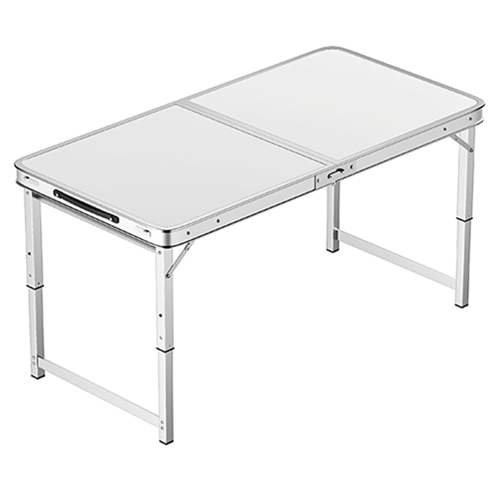 Przenośny aluminiowy składany stół o regulowanej wysokości, na kemping, do biura, na piknik, ślub, lekki stół cateringowy z uchwytem (80 x 50 cm, biały)