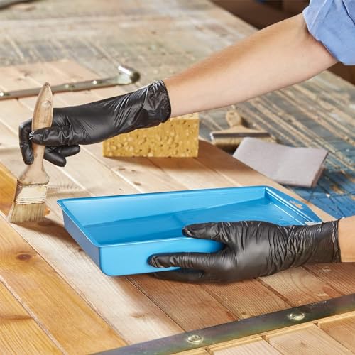 Spontex Extra Black Einmalhandschuhe aus Vinyl, ungepudert und latexfrei, vielseitig einsetzbar, in praktischer Spenderbox, Größe S, 100er Pack, schwarz