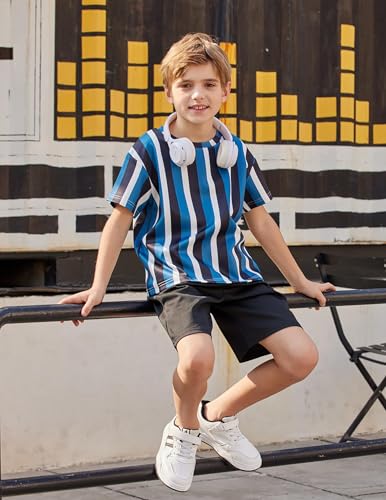 Image of Arshiner Boys Drop Shoulder T-Shirt & Drawstring Waist Shorts Summer Casual Outfits (5-12 Years)