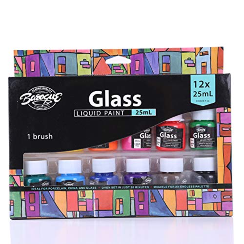 LLLucky 12 x 25 ml de colores de cuerpo pesado ricos pigmentos de vidrio Set para pintura manualidades 12 colores