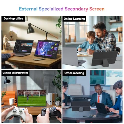 Image of ADREAMER 15.6 inch Portable Monitor FHD 1080P USB-C HDMI HDR IPS with Cover & Speaker, Second External Monitor for Laptop PC Mac Phone Tablet.