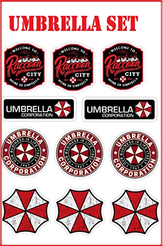 A4 Umbrella Corporation Set 11 Zombie Sticker Decal Pegatinas Raccoon City Car Truck Bumper Bike Helmet Notebook