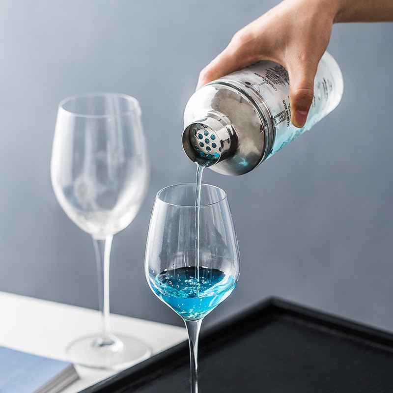 Shaker à cocktail, 400 ML en verre en acier inoxydable Shaker à cocktail Martini Shaker à agiter + Mixeur avec tamis Mixeur à cocktail, accessoires de bar – Image 4