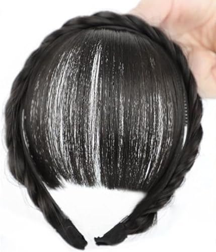 Tangseajiao Black Fluffy Fake Hair Band Bangs, Heat Resistant Wig, Trendy Braid Headband Hair Accessories, Invisible Hair Extension Women'S Fashion Headbands thumb #4