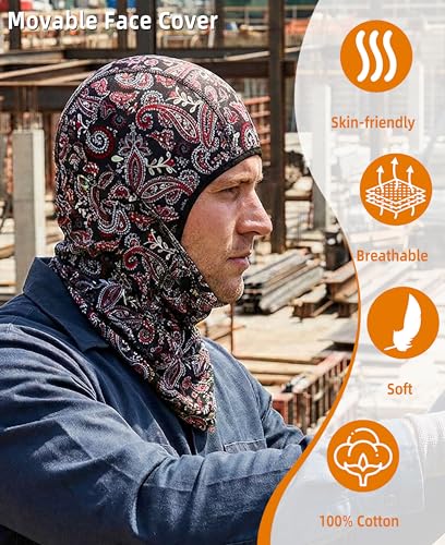 Image of BOCOMAL FR Face Mask Flame Resistant Balaclava 5.5oz Lightweight Arc Rated Helmet Liner Covering Hood for Welding