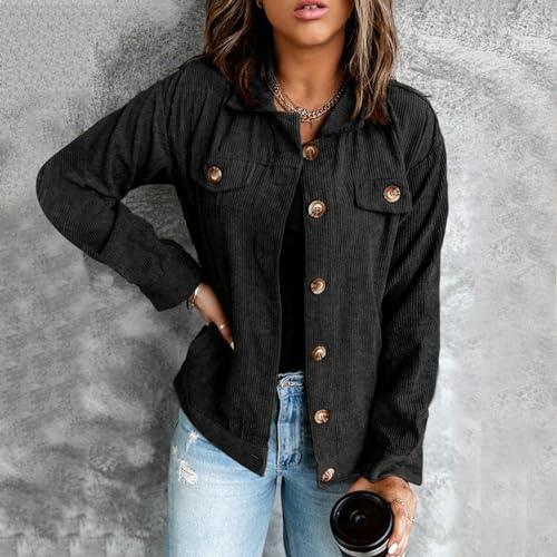 Women's Jacket Plain Coats Long Sleeve Shirt Clothing with Pockets - image 2