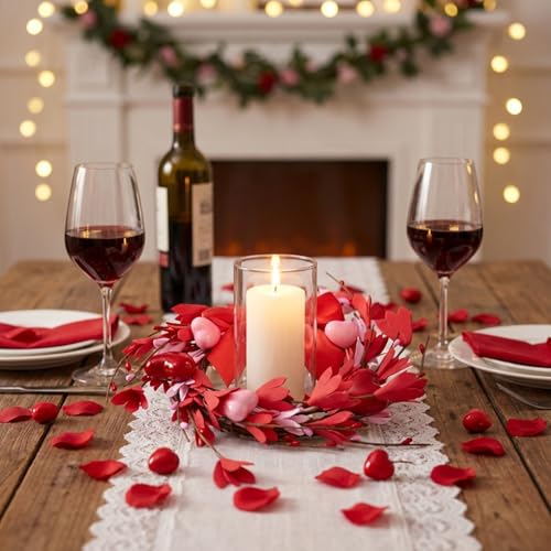 Mini couronnes de Saint-Valentin rouges avec nœud pour armoire x6