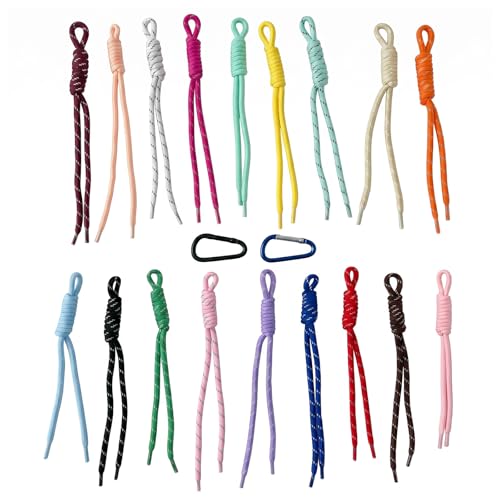 VIPFIT Paracord Keychain Braided Rope Bag Charms with 2 Carabiners Decorative Cord Lanyards for Purse Backpack Handbag Colorful Nylon Key Chain 18 Pack (18-Colorful)