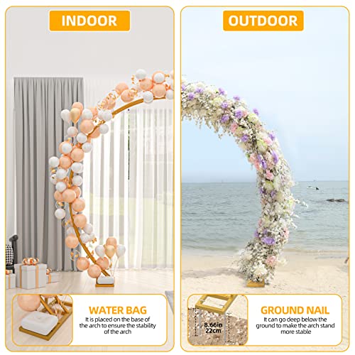 Ueakpic 6.5X7.8Ft Gold Round Backdrop Stand, Double Tubes Circle Balloon Arch Frame, Metal Flower Arch Stand For Wedding, Party, Decoration, Birthday, Valentine, Halloween, Anniversary, Ceremony #TOP4