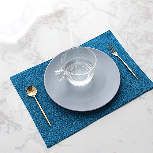 Image of Khooti Jute Tablemats /Placemats Heat Resistant Set of 1 Piece, Table Mats for Dining Table, Kitchen, Coffee Table, Wedding Party | 12 x 18 inches / 30 cm x 45 cm | Bondi Blue