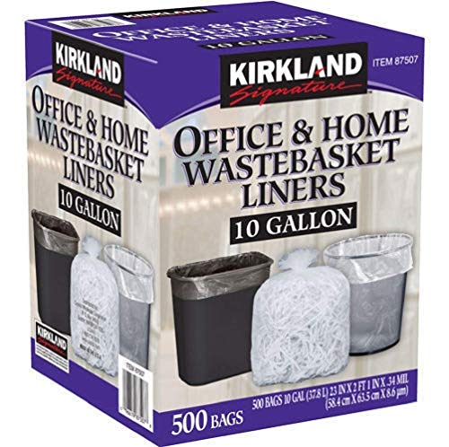 Kirkland Signature-87507 Wastebasket Liners, Clear, 10 Gallon, 500 Ct #TOP28