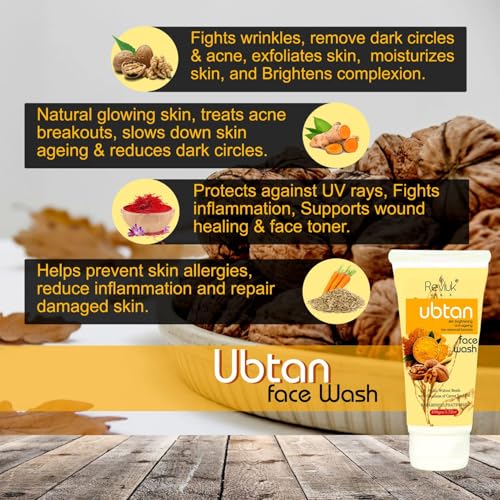 Image of Ubtan Scrub for Glowing Skin, Tan Removal & Deep Cleansing - 100g | Herbal Face & Body Scrub with Natural Ingredients | Free Ubtan Face Wash (100ml) - Skincare Gift Combo