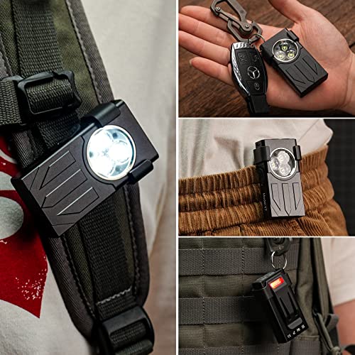 Sayram 1100 Lumens Pocket Light, Edc Flashlight With Keychain, Uv And Red Modes, Magnetic Base And Clip, Rechargeable Mini Light For Camping, Hiking, Emergency - Black #TOP6