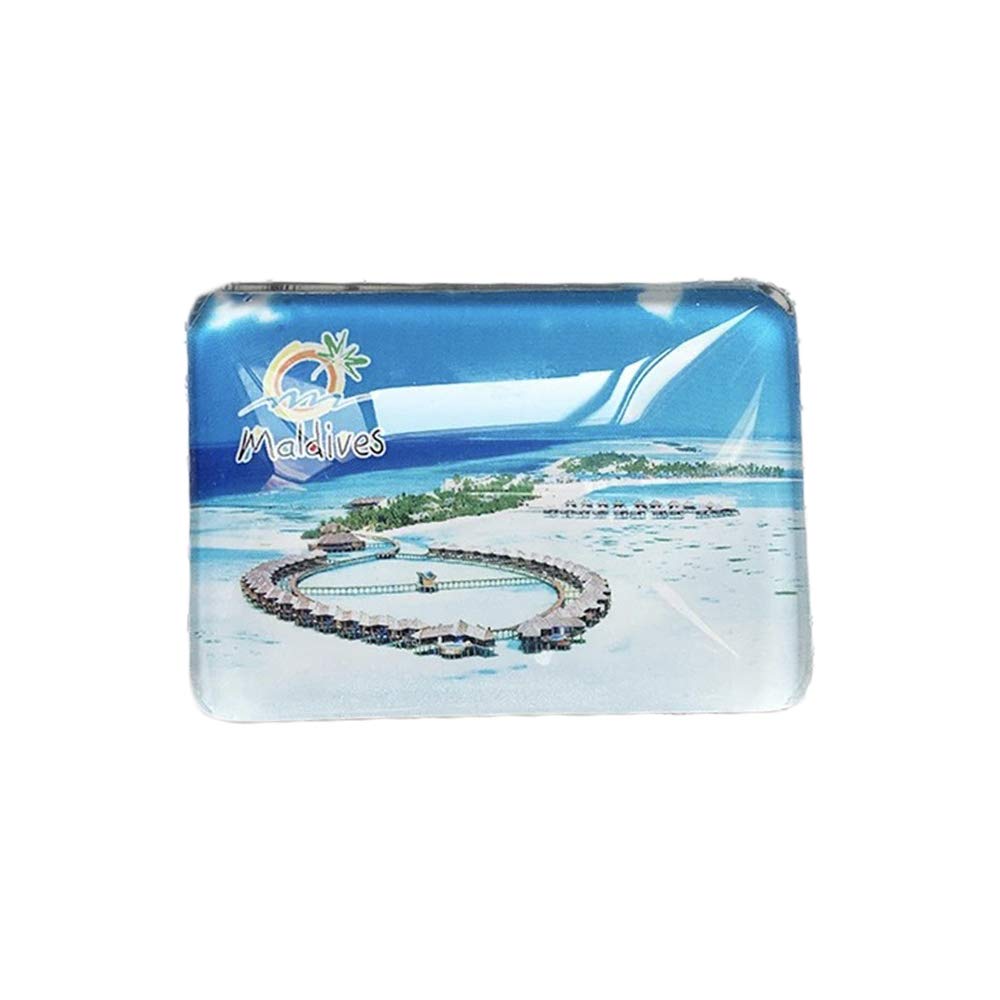Wedarego Maldives 3D Refrigerator Fridge Magnet Crystal Glass Handmade Tourist Travel Souvenir Collection Gift Whiteboard Magnetic Sticker Home Decoration