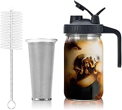 Cold Brew-Kaffeemaschine, 32 Unzen Cold Brew-, Filter für Cold Brew-Kaffeemaschine mit Hochdichtem Edelstahlfilter für Iced Brew-Kaffee, Eistee A