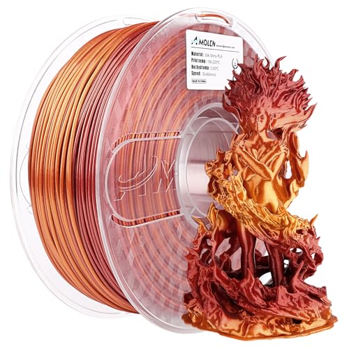 AMOLEN PLA 3D Printer Filament, PLA Filament 1.75mm Silk Shiny Filament Red Gold Filament, 3D Printer Gradient Pla Filament 1KG/2.2lb Compatible with Most FDM 3D Printers