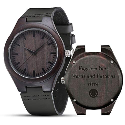 Wood Watches for Men, shifenmei Engraved Wooden Watches Mens Handmade Lightweight Retro Minimalist Woody Wrist Watch for Unisex