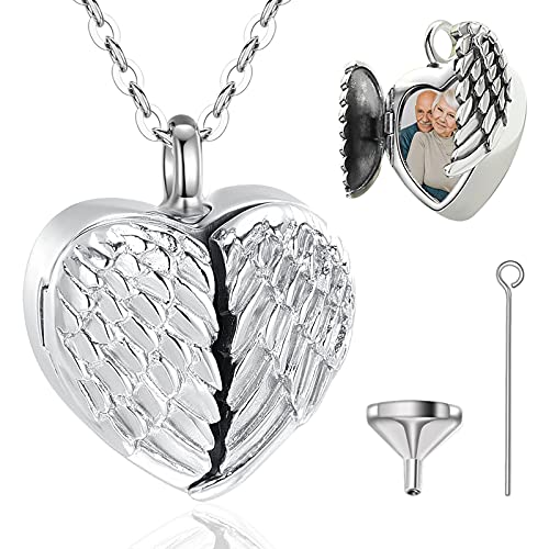 EUDORA Sterling Silver Urn Necklace for Ashes for Women Men, Ash Pendant for Human Cat Dog Ashes, Necklace for Ashes of Loved One Dad Mom Papa Pet Cremation Souvenir Jewelry for Funeral, 20inch