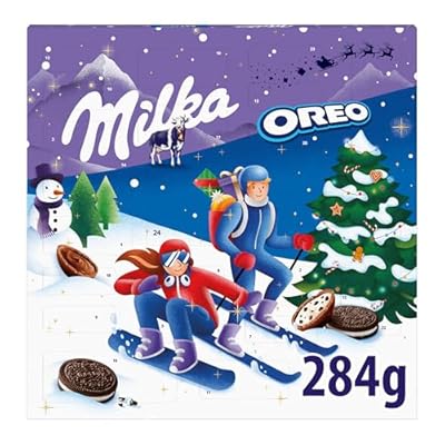 Milka Oreo Calendario de Adviento Chocolate con Leche de los Alpes y Galletas de Cacao  Edición Especial Navidad- 284g