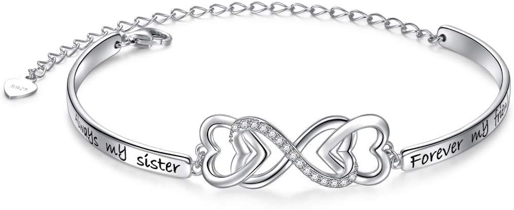DAOCHONG 925 Sterling Silver Forever Love Heart Infinity Bracelet Jewelry for Women Jewelry