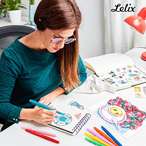 Lelix 30 Colors Felt Tip Pens, Medium Point Felt Pens, Assorted Colors
