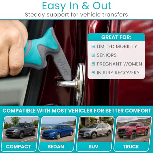Image of Vive Car Handle Assist for Elderly - Scratch Proof Latch - Auto Grab Bar