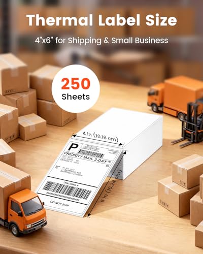 Image of Phomemo 241BT Bluetooth Shipping Label Printer & 250 Sheet 4x6 Thermal Shipping Label, 4X6 Wireless Thermal Label Printer for Small Business
