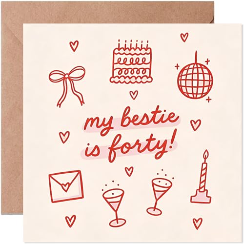 Funny 40th Birthday Card for Her, Flirty & Thriving Girly Aesthetic Card for Best Friend, Humorous Friendship Card with Envelope，Best Friend Birthday Card (40th)