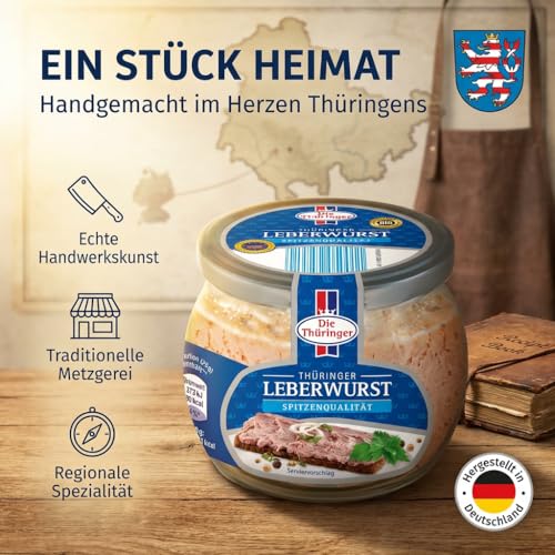 Die Thüringer Leberwurst 130 g – Original Thüringer Rezeptur | Fein-würzige Streichwurst im Glas | DLG Gold prämiert 2016 | Handwerkliche Qualität aus Thüringen