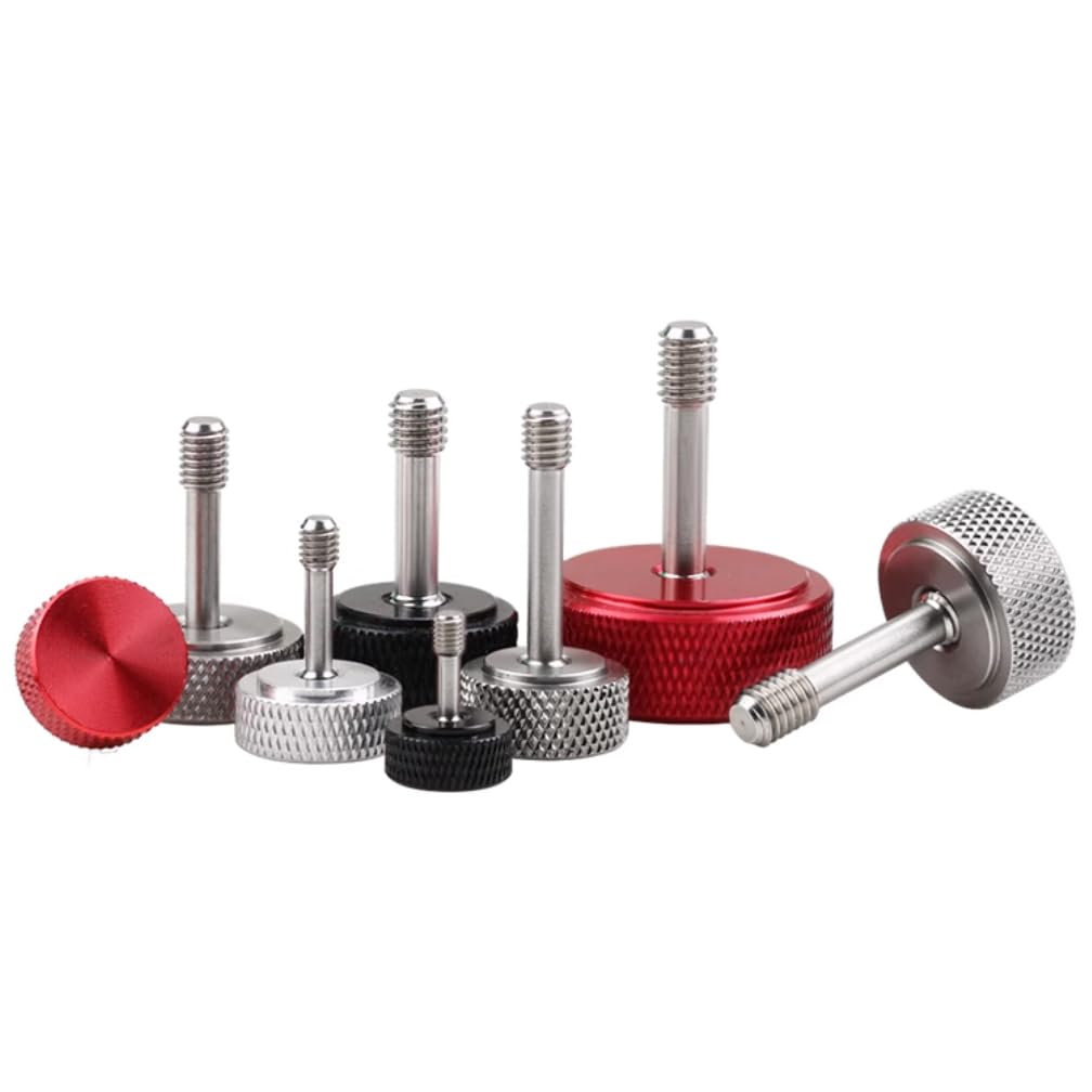 M5 Captive Screw with Knurled Thumb Head 4 Pcs Head Diameter 16mm Captive Panel Screws with Aluminium Alloy Thumb Head Multicolour Stainless Steel Thread (M5 x 15 mm,Silver)