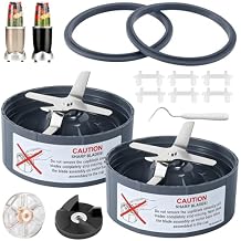 2-Pack Replacement Extractor Blade Set, Fit for NutriBullet 600w/ 900w Pro Series Blender with Food-grade Silicone Rubber Gaskets Seal Ring for NutriBullet Blender Blade Replacement Parts