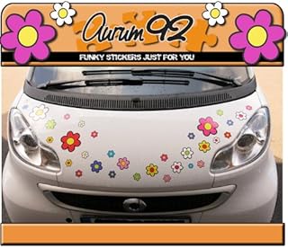 Aurum92 Funky Flower Colourful Car Stickers - Pack of 30