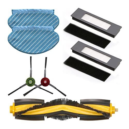 Vacuum Cleaner Spare Parts 2X Pad+2X Side Brush+1x Main Brush+2X Filter Accessory Set Household Cleaning Fit for Yeedi Fit for Vac Fit for Max Sweeping Robot Vacuum Cleaner Parts