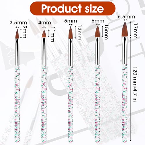 Sibba Nail Brush Polish Tip 8 Pcs Paint Dotting Pen Tools Art Thin Line Removers Applicator Finger Extension Manicure Gel Flat Round Fit Salon Home DIY Fingernail Detail Design Builder Set - Image 4