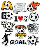 12PCS Soccer Shoe Charms for Croc Bubble Slides Clogs Sandals, Sports Shoe Accessories Decorations for Men Boys Teens Adults