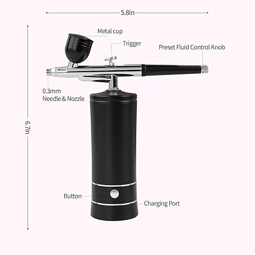Miniatura 6 de Kit de aerógrafo con compresor de aerógrafo, dijes de uñas, cepillo de aire inalámbrico para peluquería, arte de uñas, decoración de pasteles,