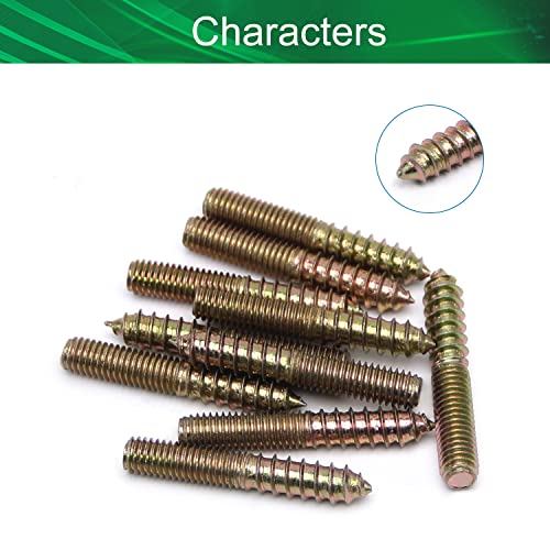 Image of 10Pcs Carbon Steel Double Headed Hanger Bolts 2 inch Length Self-Tapping Screw for Furniture Installation M8x50 Bronze